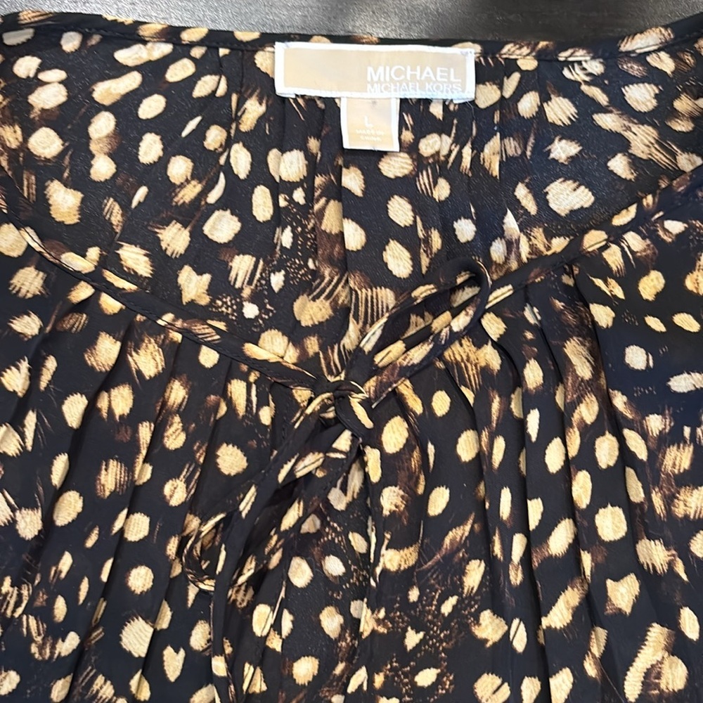MICHAEL MICHAEL KORS animal print long sleeve blowers front tie L - Picture 5 of 8